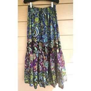 Patchwork Boho Hippie Palazzo Pants One Size Tiered Floral Geometric Wide Leg